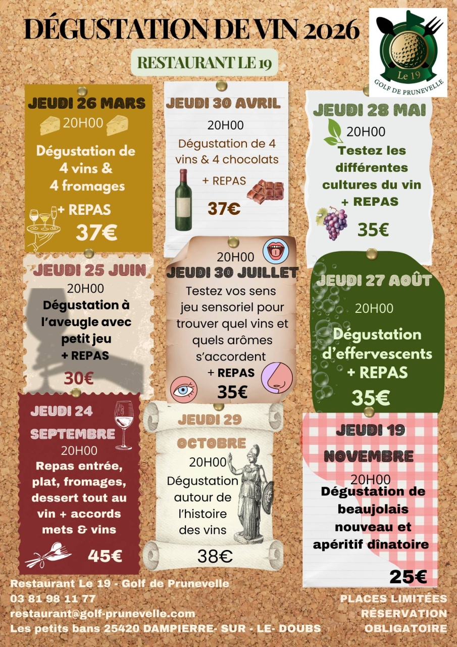 évènements - Le 19 - restaurant DAMPIERRE-SUR-LE-DOUBS - Restaurant Bavans - Restaurant Bavans